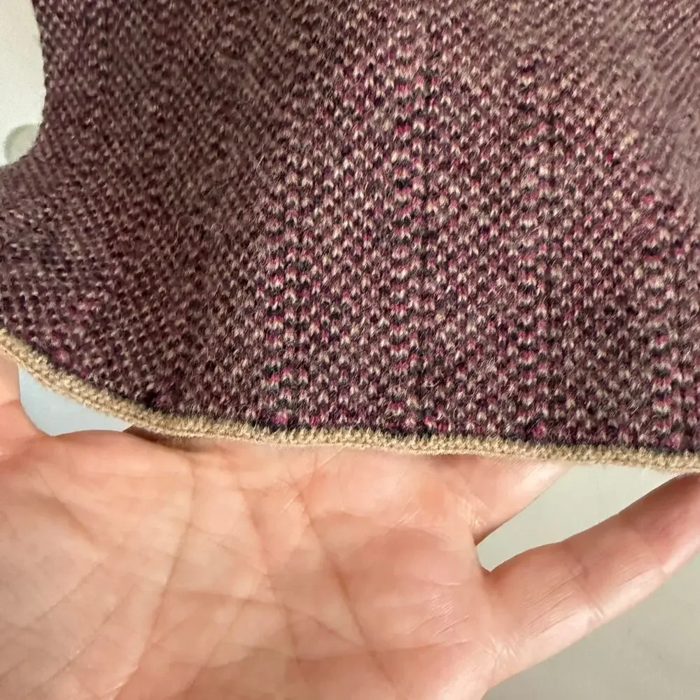 ECOLA | Burgundy Melange 100% Wool Patridge Eye Knitted Scarf Made in Portugal
